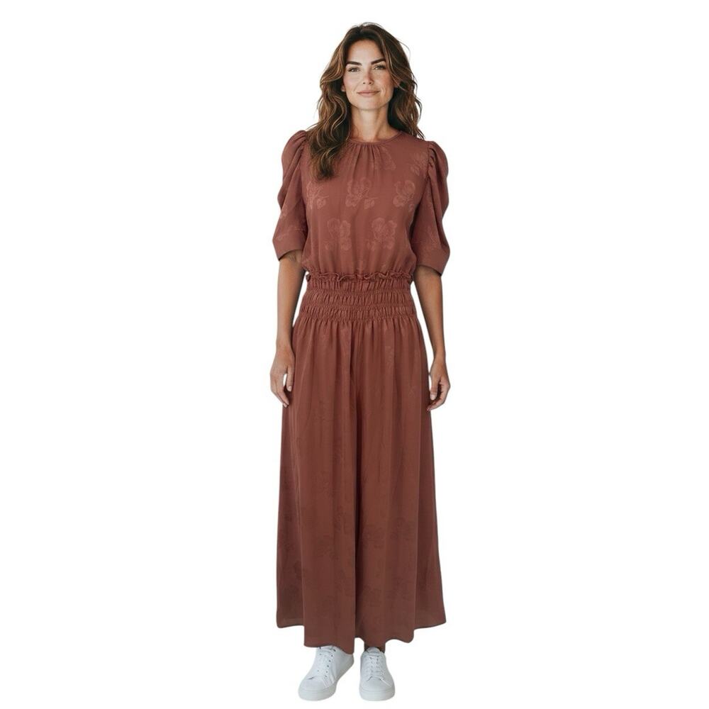 NWT Anthropologie Current Air Castille Wide Leg Jacquard Jumpsuit Size Medium